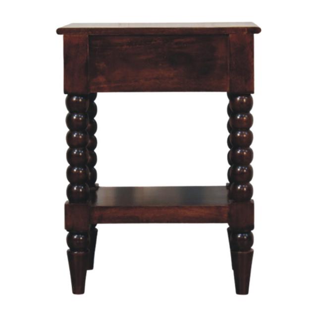 Spindle Winewood Bedside Table | Dark Wood Nightstand