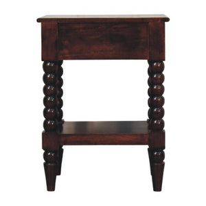 Spindle Winewood Bedside Table | Dark Wood Nightstand