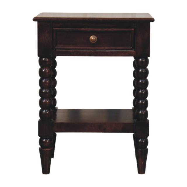 Spindle Winewood Bedside Table | Dark Wood Nightstand