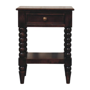 Spindle Winewood Bedside Table | Dark Wood Nightstand