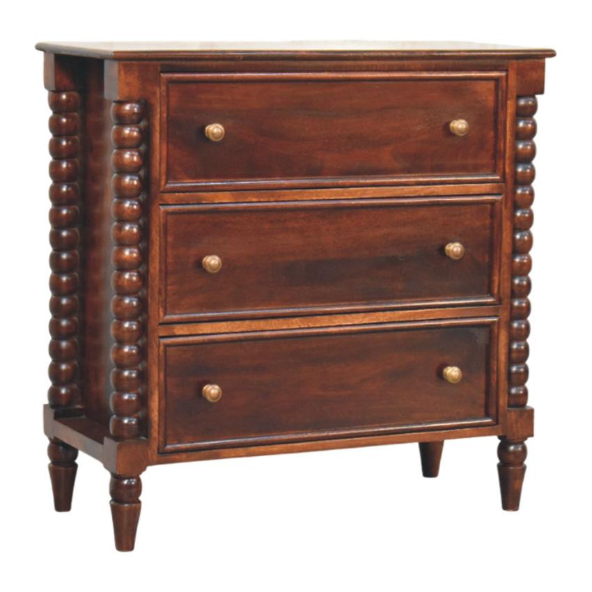 Spindle Winewood Chest | Solid Wood Drawers | Warm Timber Storage