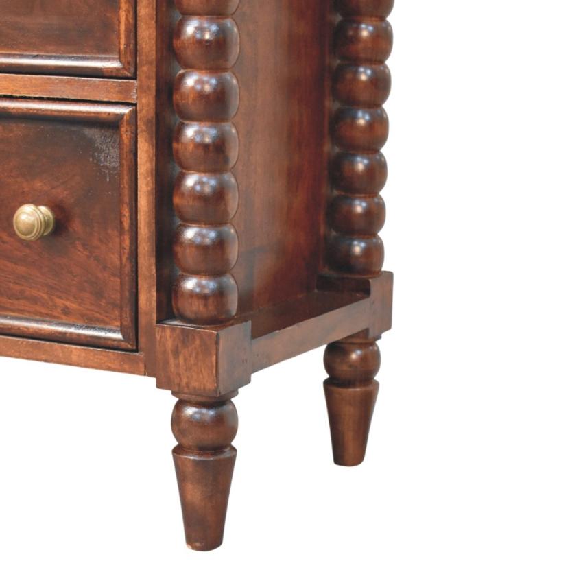 Spindle Winewood Chest | Solid Wood Drawers | Warm Timber Storage