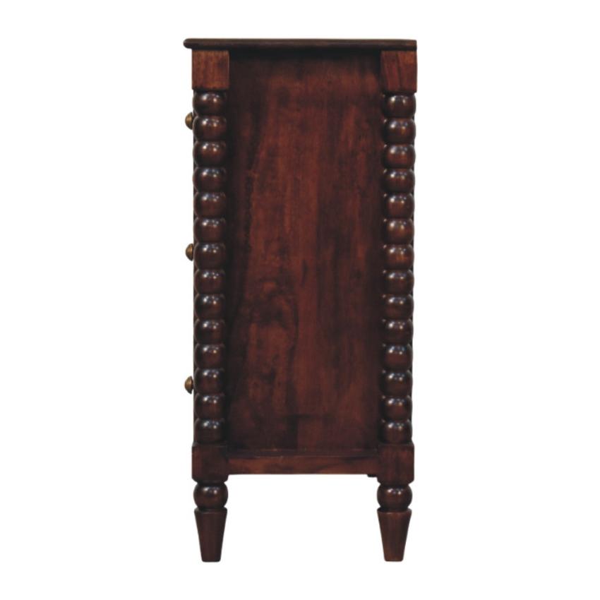 Spindle Winewood Chest | Solid Wood Drawers | Warm Timber Storage