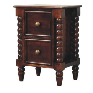 Spindle Winewood Nightstand | Turned Detail Bedside | Rich Timber Finish