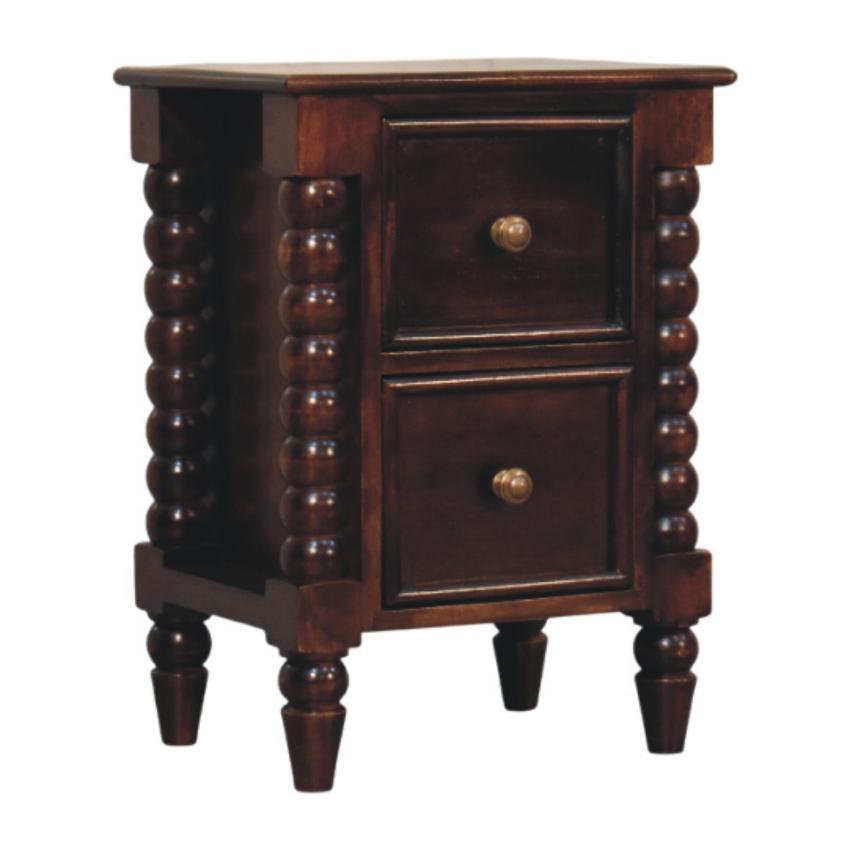 Spindle Winewood Nightstand | Turned Detail Bedside | Rich Timber Finish