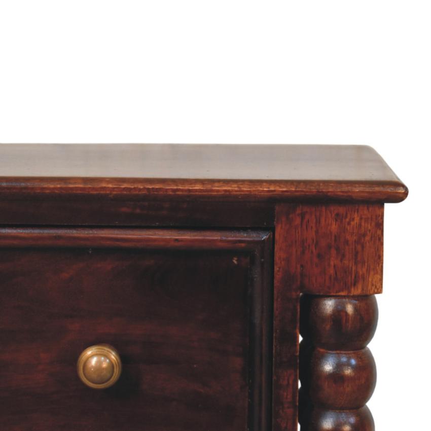 Spindle Winewood Nightstand | Turned Detail Bedside | Rich Timber Finish