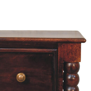 Spindle Winewood Nightstand | Turned Detail Bedside | Rich Timber Finish