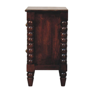Spindle Winewood Nightstand | Turned Detail Bedside | Rich Timber Finish