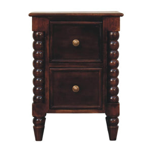 Spindle Winewood Nightstand | Turned Detail Bedside | Rich Timber Finish