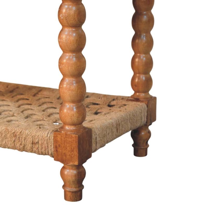 Spindle Woven Console Table | Timber Hallway Table with Woven Detail