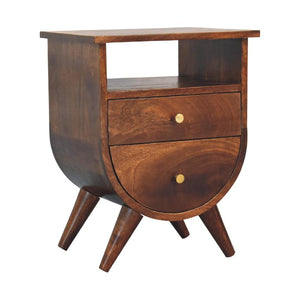 Split Chestnut Bedside Table | Solid Mango Wood | Compact Storage