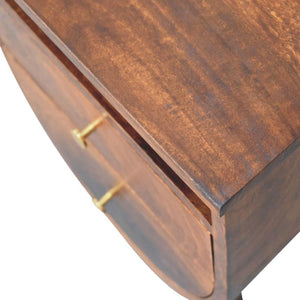 Split Chestnut Bedside Table | Solid Mango Wood | Compact Storage