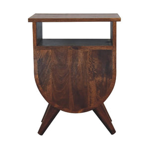 Split Chestnut Bedside Table | Solid Mango Wood | Compact Storage