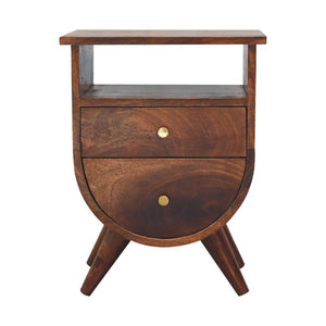 Split Chestnut Bedside Table | Solid Mango Wood | Compact Storage