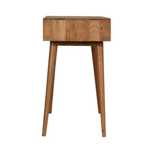 Stella Geo Pattern Writing Desk | Solid Mango Wood | Oak Finish | 1 Drawer & Open Shelf
