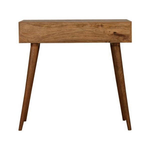 Stella Geo Pattern Writing Desk | Solid Mango Wood | Oak Finish | 1 Drawer & Open Shelf