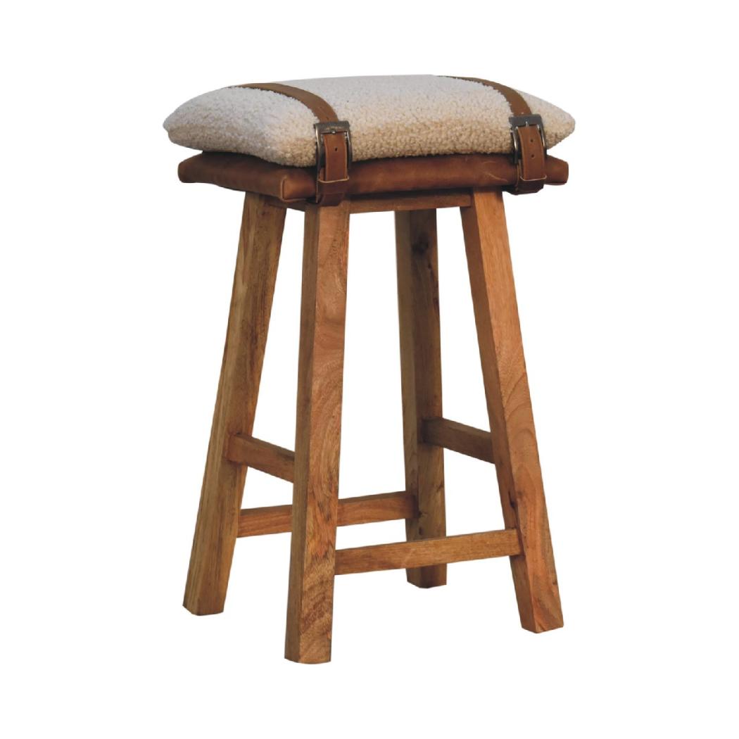 Strapped Bar Stool | Woven Detail Counter Seating | Contemporary Accent Design