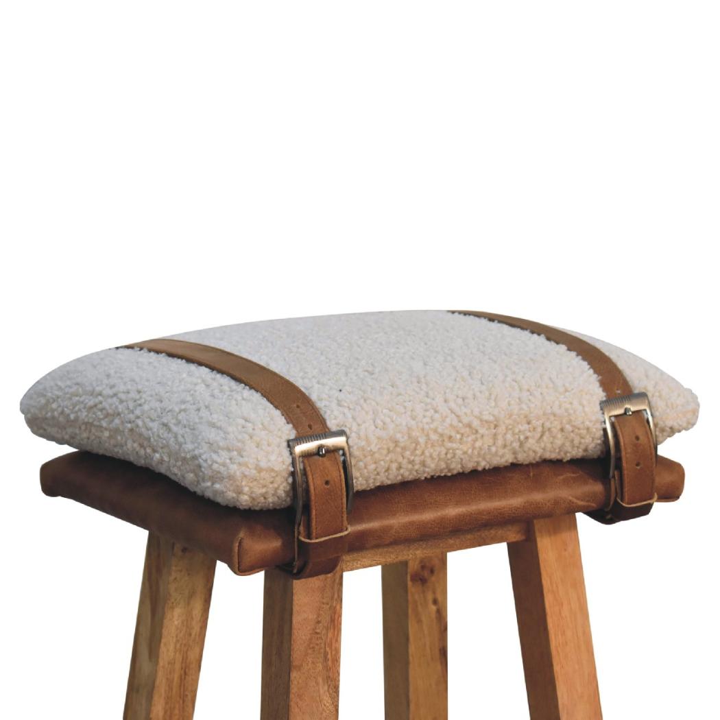 Strapped Bar Stool | Woven Detail Counter Seating | Contemporary Accent Design