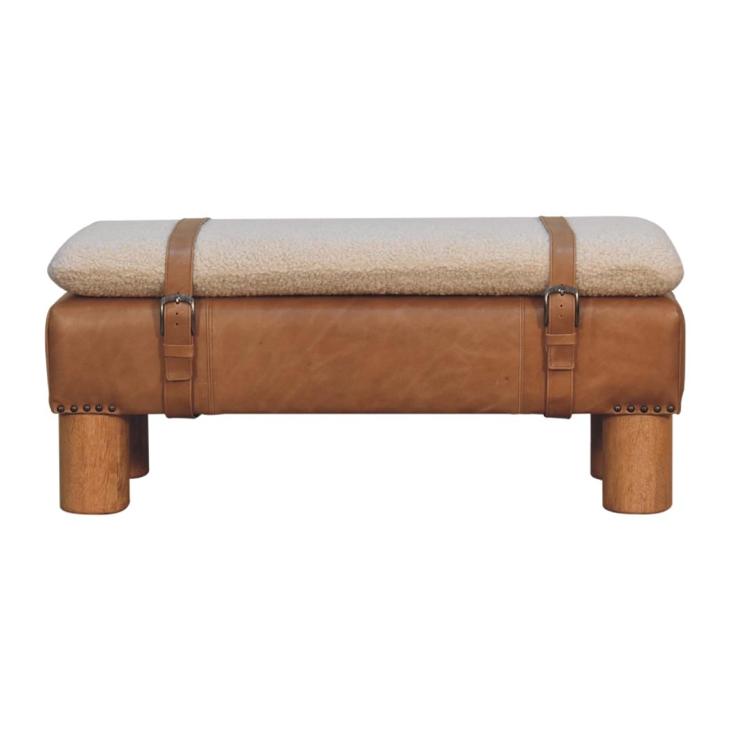 Strapped Cylinder Bench | Rounded Woven Detail | Sculptural Accent Seating