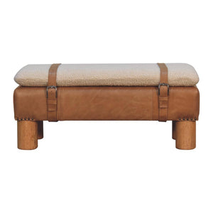 Strapped Cylinder Bench | Rounded Woven Detail | Sculptural Accent Seating