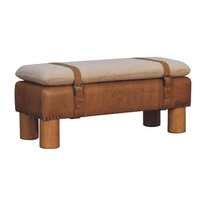 Strapped Cylinder Bench | Rounded Woven Detail | Sculptural Accent Seating