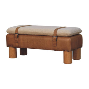 Strapped Cylinder Bench | Rounded Woven Detail | Sculptural Accent Seating