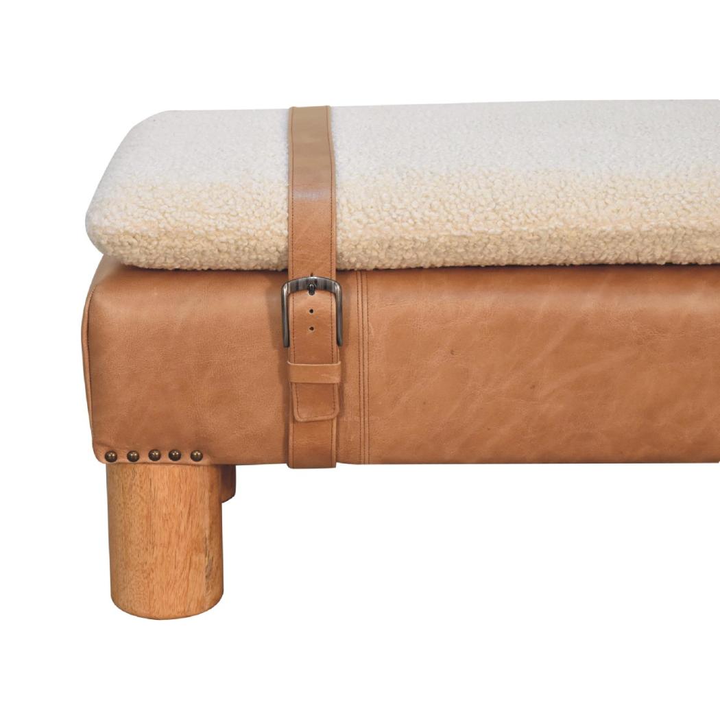 Strapped Cylinder Bench | Rounded Woven Detail | Sculptural Accent Seating