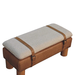 Strapped Cylinder Bench | Rounded Woven Detail | Sculptural Accent Seating
