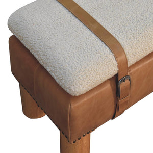 Strapped Cylinder Bench | Rounded Woven Detail | Sculptural Accent Seating