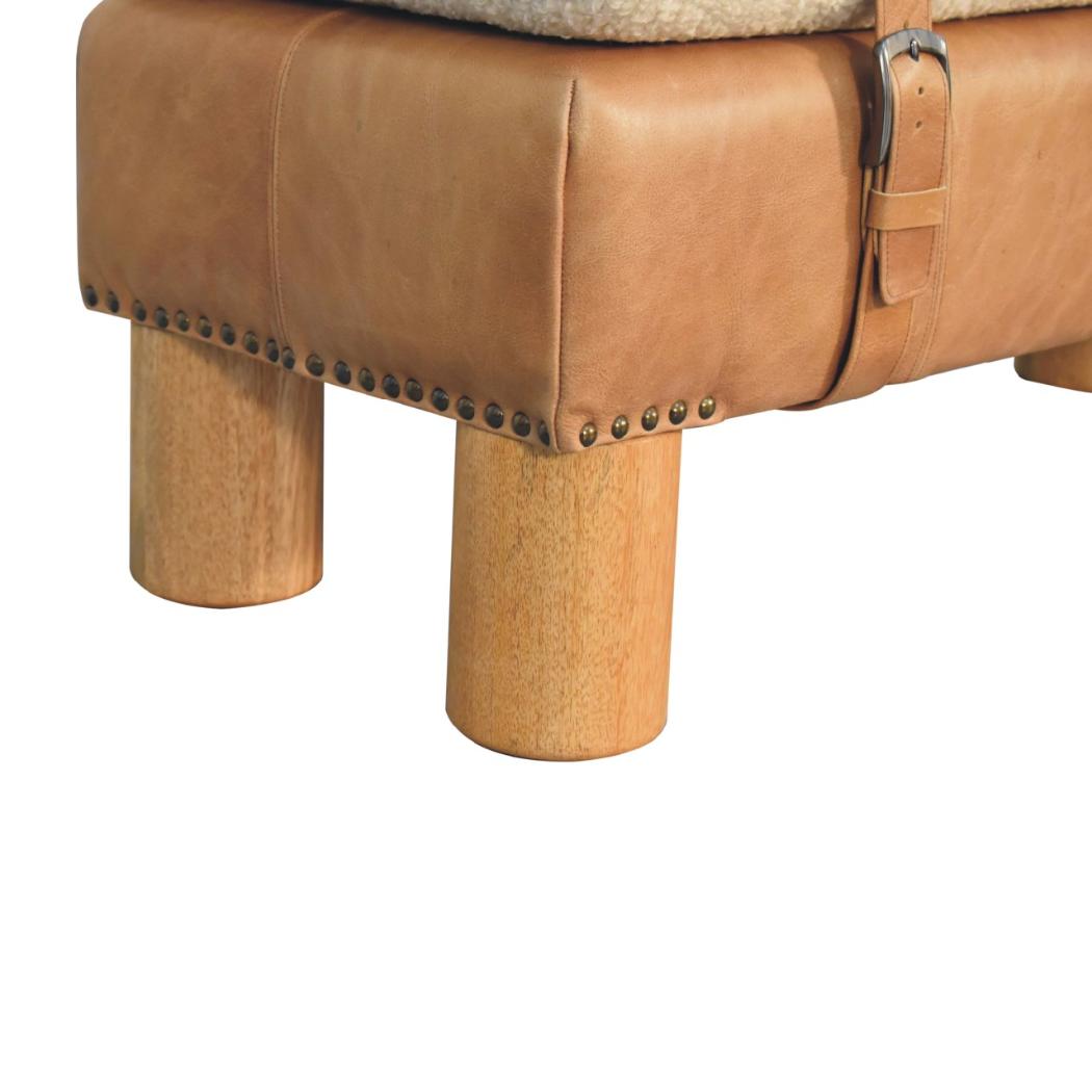 Strapped Cylinder Bench | Rounded Woven Detail | Sculptural Accent Seating