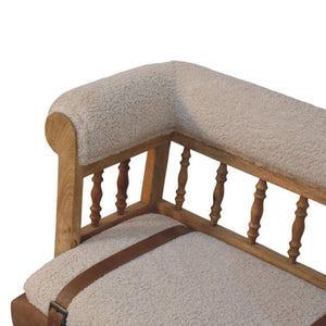 Strapped Hallway Bench | Bouclé Upholstery | Solid Wood Frame