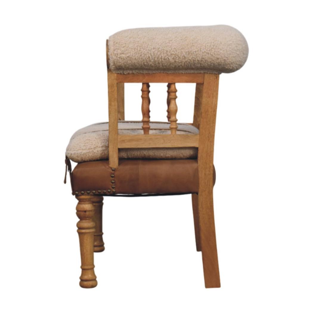 Strapped Hallway Bench | Bouclé Upholstery | Solid Wood Frame