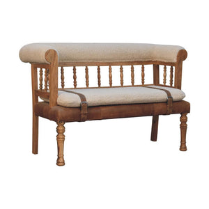 Strapped Hallway Bench | Woven Detail Entryway Seat | Contemporary Accent Furniture