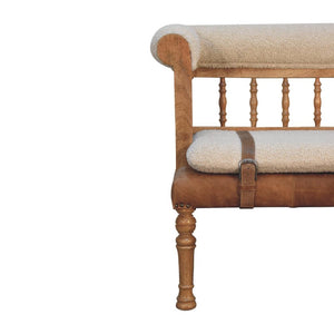 Strapped Hallway Bench | Woven Detail Entryway Seat | Contemporary Accent Furniture