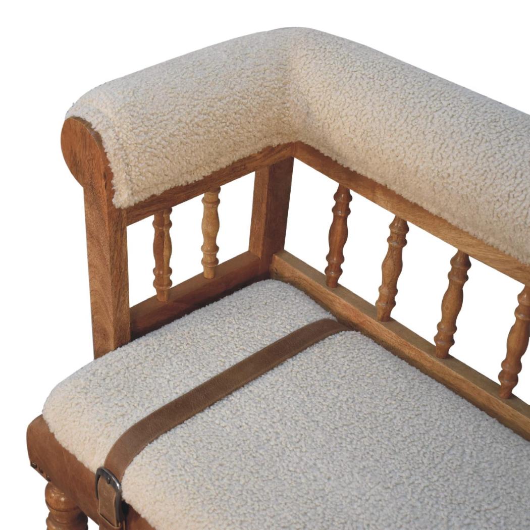 Strapped Hallway Bench | Woven Detail Entryway Seat | Contemporary Accent Furniture