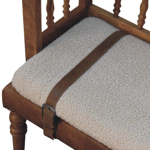 Strapped Hallway Bench | Woven Detail Entryway Seat | Contemporary Accent Furniture