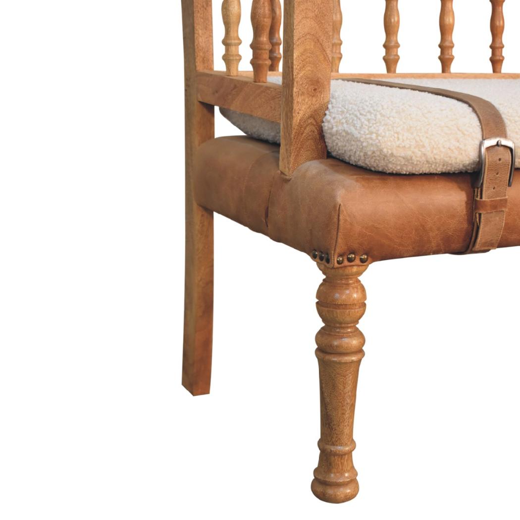 Strapped Hallway Bench | Woven Detail Entryway Seat | Contemporary Accent Furniture