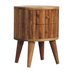 Stripe Bedside | Solid Mango Wood | Natural Wood Finish | Textured Stripe Detail