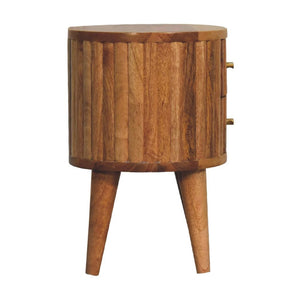 Stripe Bedside | Solid Mango Wood | Natural Wood Finish | Textured Stripe Detail