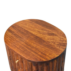 Stripe Chestnut Bedside | Solid Mango Wood | Textured Stripe Front