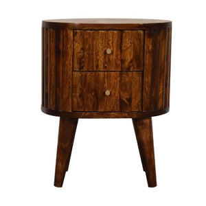 Stripe Chestnut Bedside | Solid Mango Wood | Textured Stripe Front