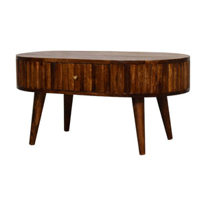 Stripe Chestnut Coffee Table | Solid Mango Wood | Textured Stripe Front