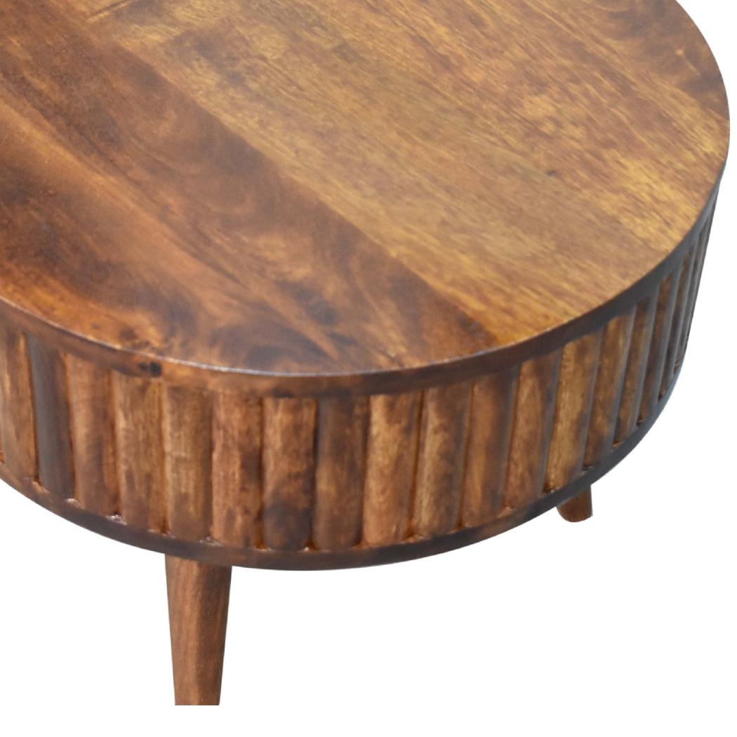 Stripe Chestnut Coffee Table | Solid Mango Wood | Textured Stripe Front