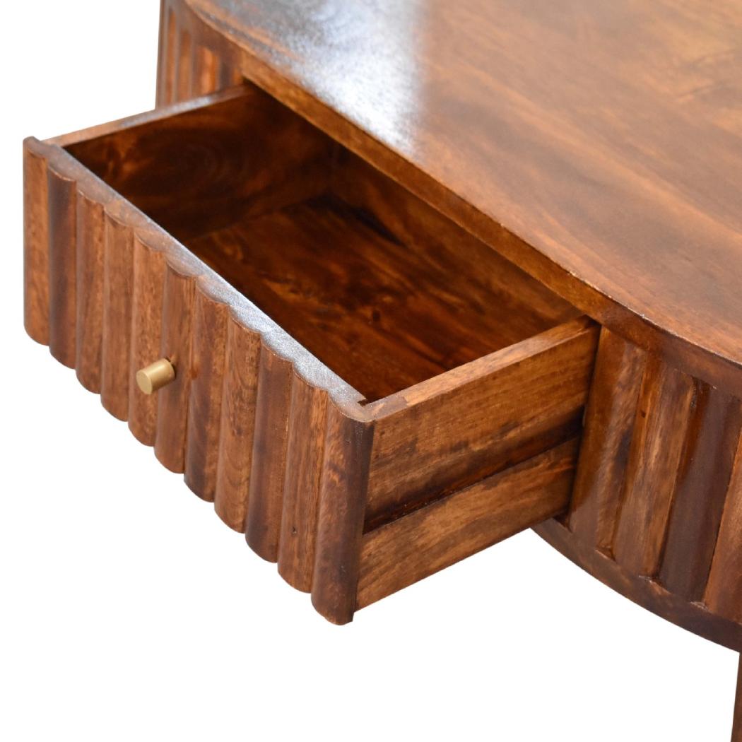 Stripe Chestnut Coffee Table | Solid Mango Wood | Textured Stripe Front
