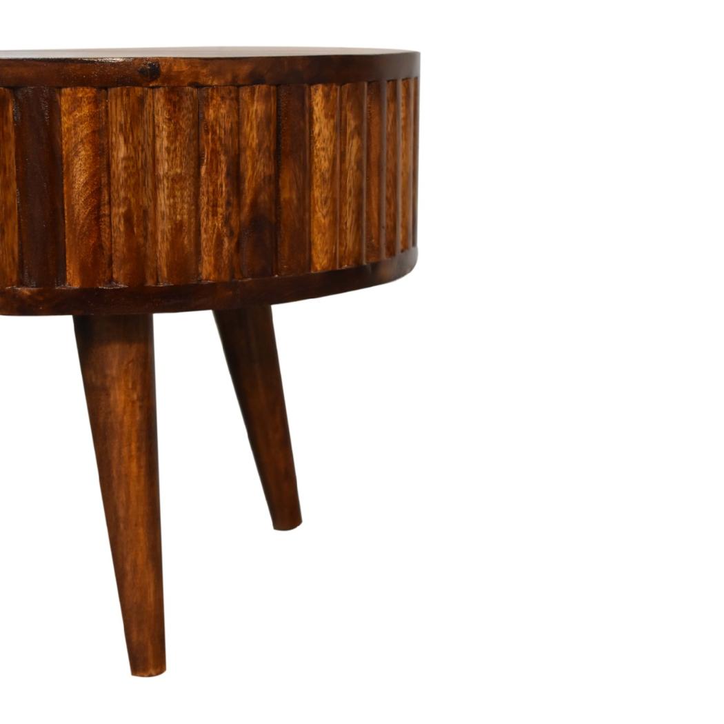 Stripe Chestnut Coffee Table | Solid Mango Wood | Textured Stripe Front