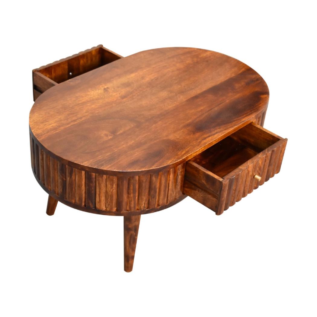Stripe Chestnut Coffee Table | Solid Mango Wood | Textured Stripe Front