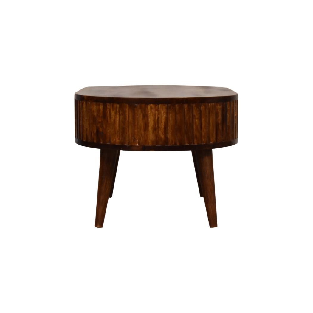 Stripe Chestnut Coffee Table | Solid Mango Wood | Textured Stripe Front