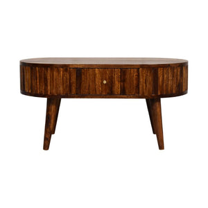 Stripe Chestnut Coffee Table | Solid Mango Wood | Textured Stripe Front