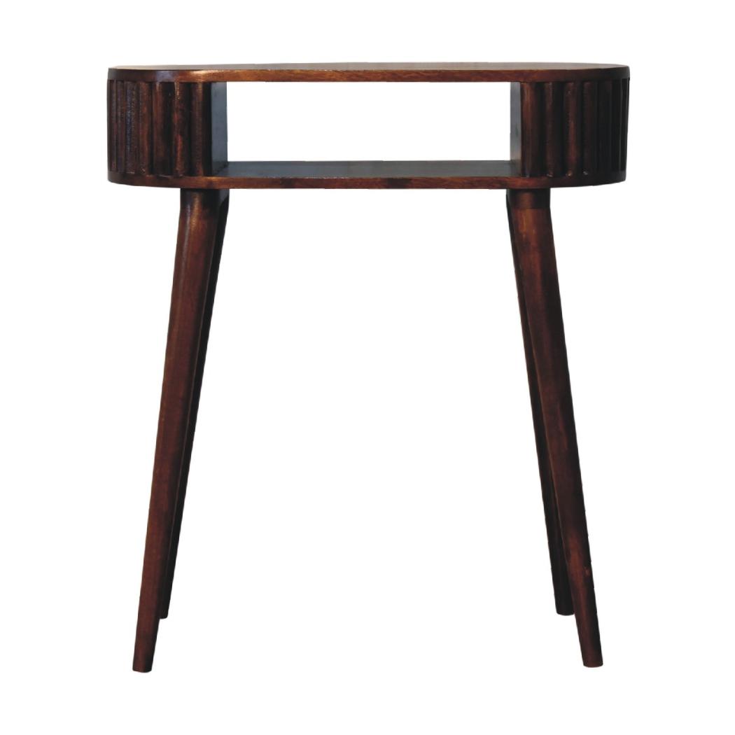 Stripe Chestnut Writing Desk | Solid Mango Wood | Textured Stripe Front