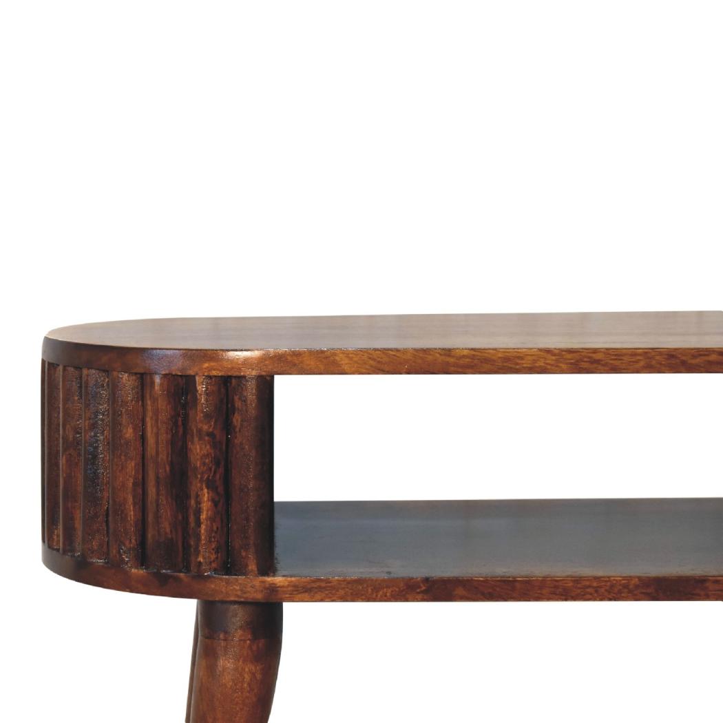 Stripe Chestnut Writing Desk | Solid Mango Wood | Textured Stripe Front